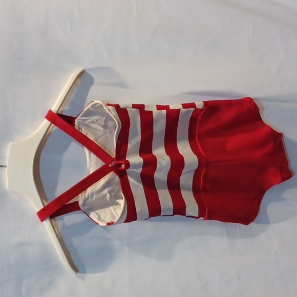 Vintage one piece, red & cream, measurements in photos - Picture 4 of 11
